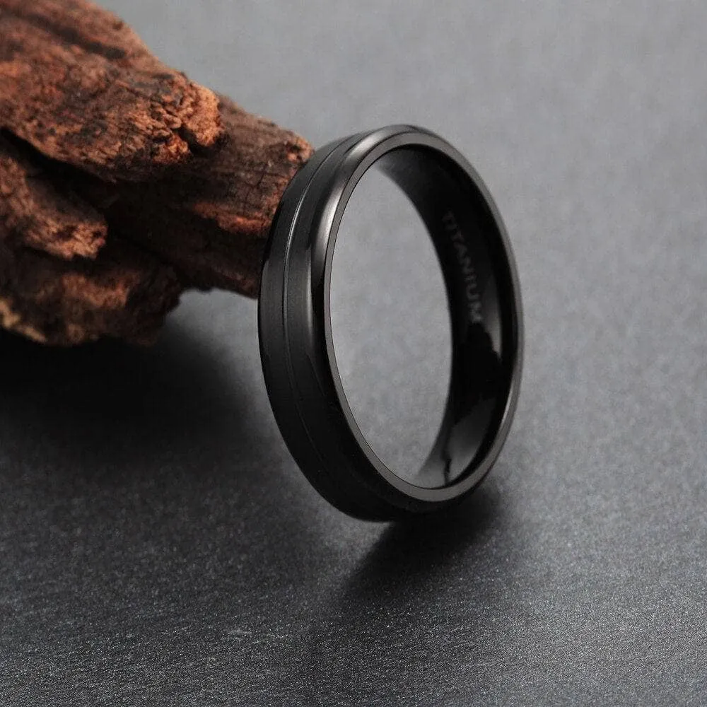 Men's 8mm Black Brushed Titanium Wedding Band