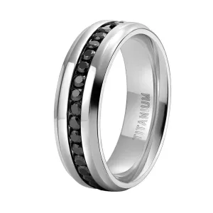 Men's Titanium Wedding Band with Diamond