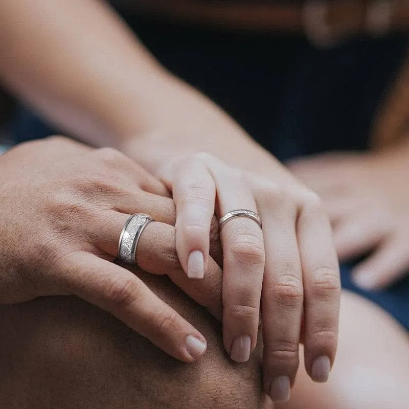 Men's Tungsten Wedding Band with Meteorite Inlay