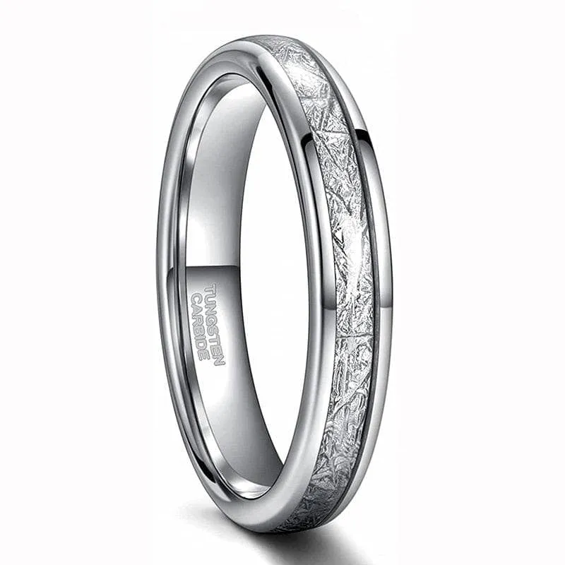 Men's Tungsten Wedding Band with Meteorite Inlay