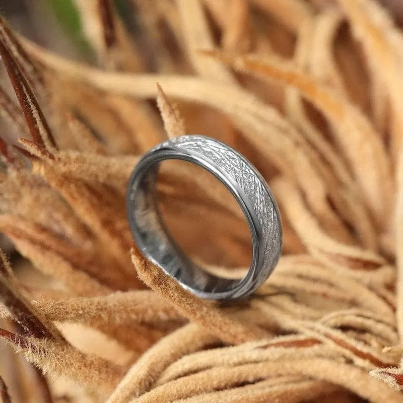 Men's Tungsten Wedding Band with Meteorite Inlay