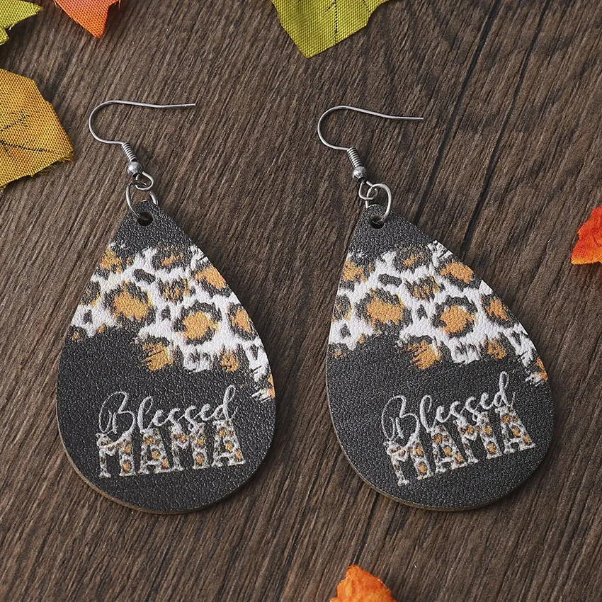 Mom Leather Teardrop Earrings