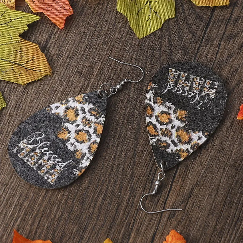 Mom Leather Teardrop Earrings