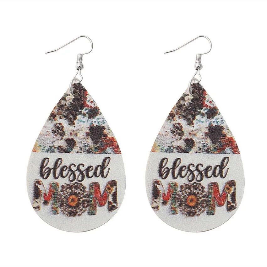 Mom Leather Teardrop Earrings