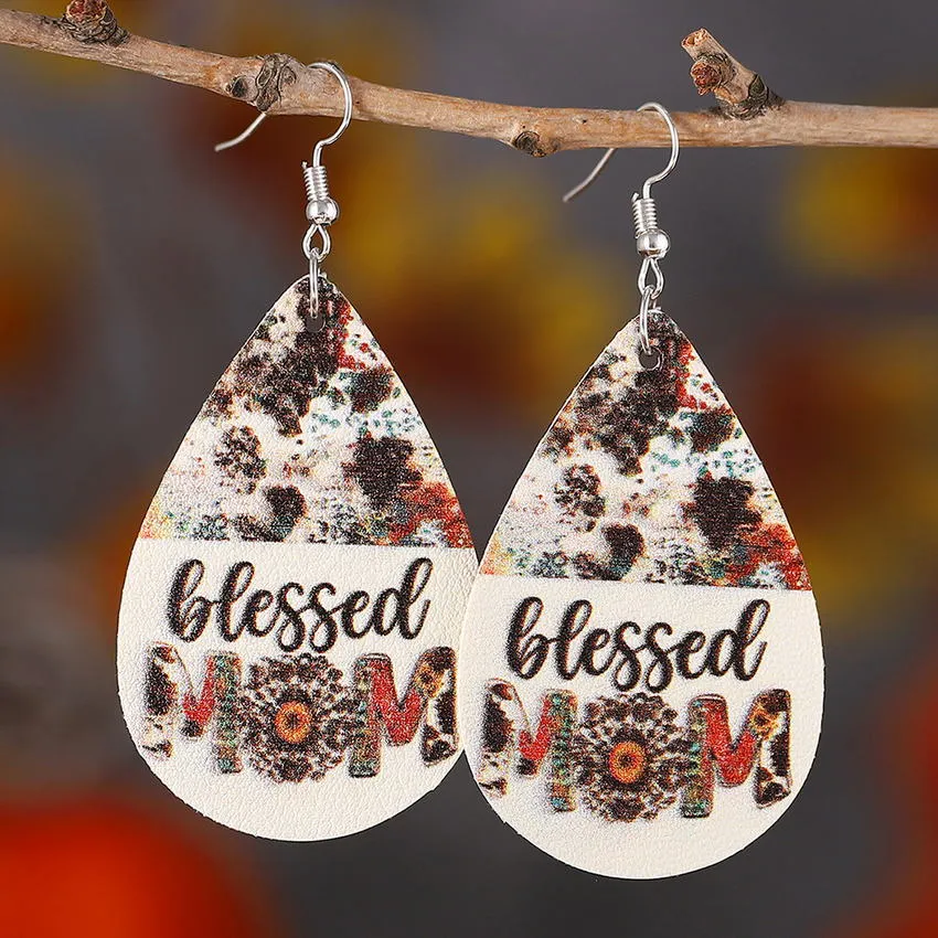 Mom Leather Teardrop Earrings