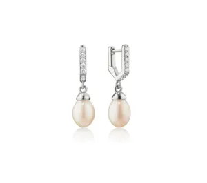 Monica Rich Kosann Sterling Silver Pearl Drop Hinged Earrings