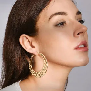 Moon Net - Oversized Golden Hoop Earrings