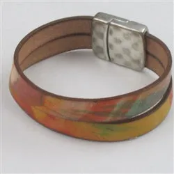 Multi-colored Double Cuff Leather Bracelet