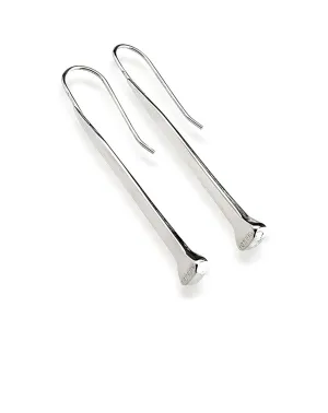 Nail Earrings - French Hook Dangles, Sterling Silver