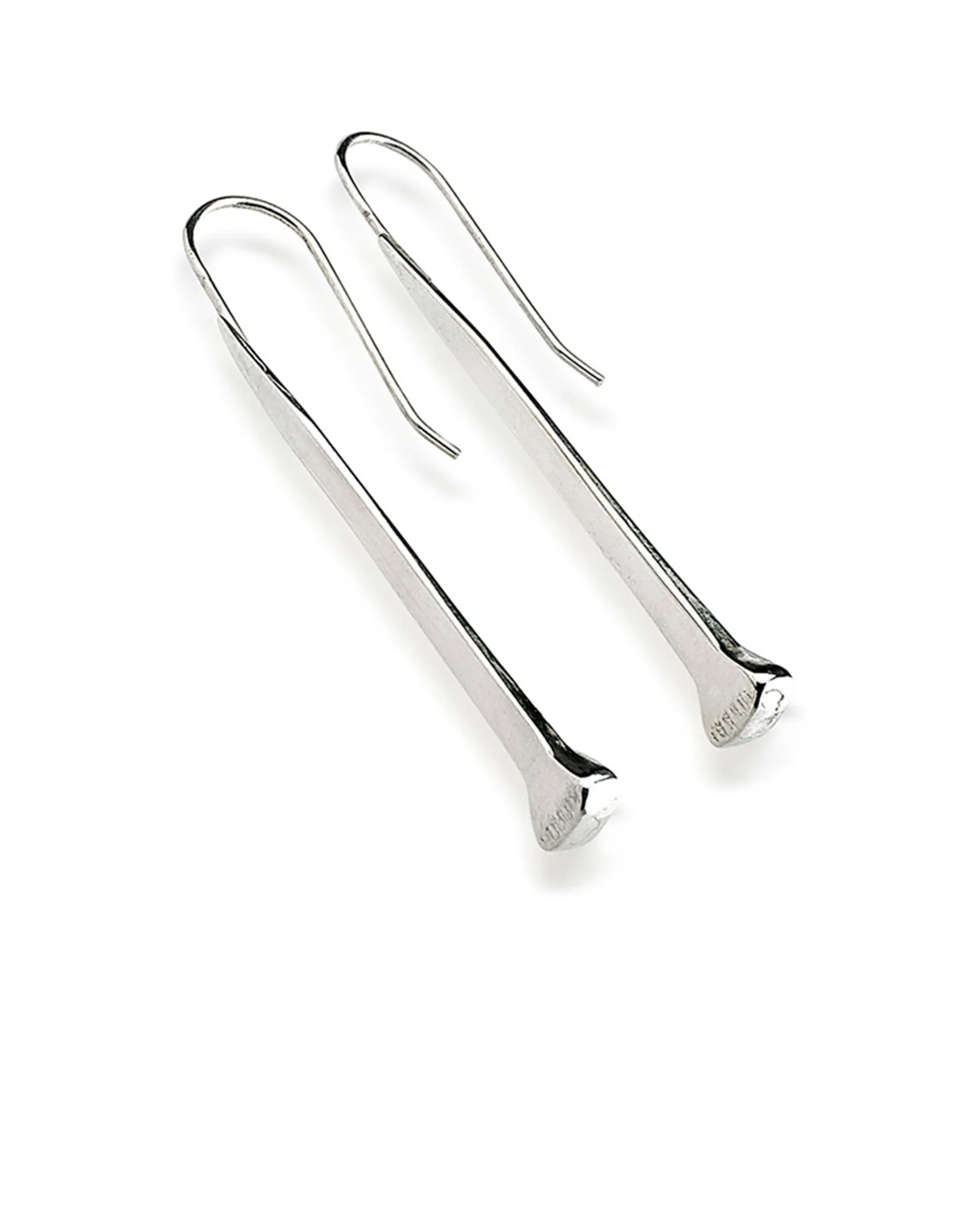 Nail Earrings - French Hook Dangles, Sterling Silver