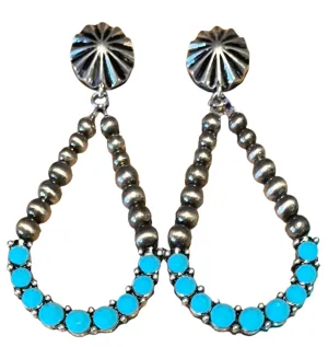 Navajo Pearl w/ Blue Turquoise  Fashion Earrings