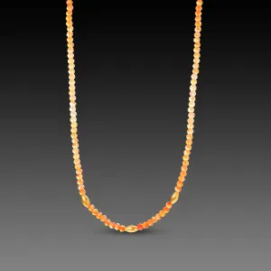 Ombre Carnelian Necklace with Gold Rice Beads