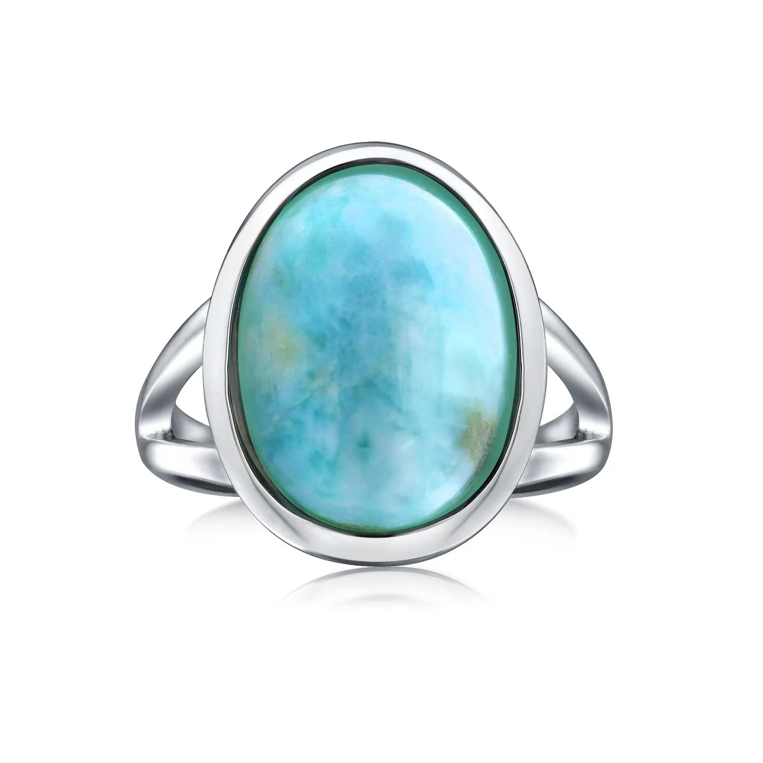 Oval Cabochon Moonstone Silver Ring with Split Shank Boho Statement Design