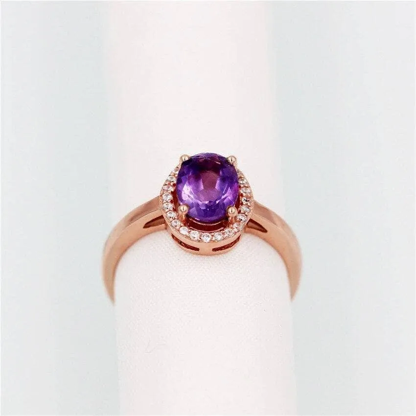 Oval Cut Purple Amethyst Rings