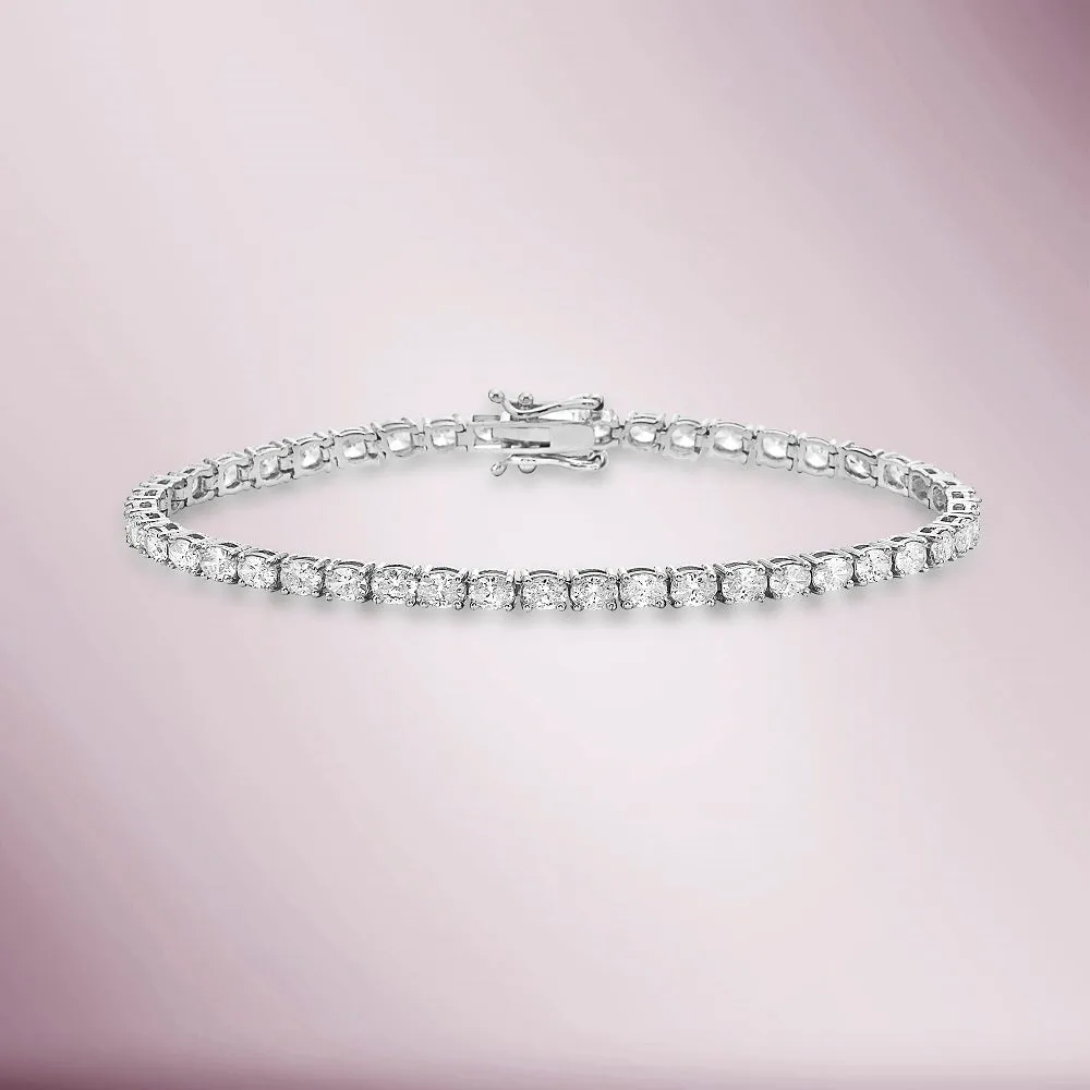 Oval Shape Diamond Tennis Bracelet (5.00 ct.) 4.75 mm 4-Prongs Setting in 14K Gold