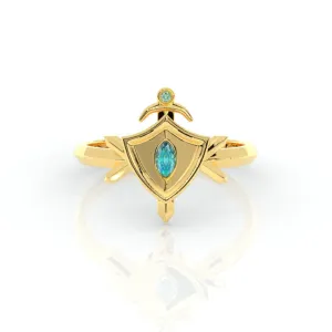 Paladin's Shield Ring (Unisex)- 14k Yellow Gold Video Game Inspired Rings