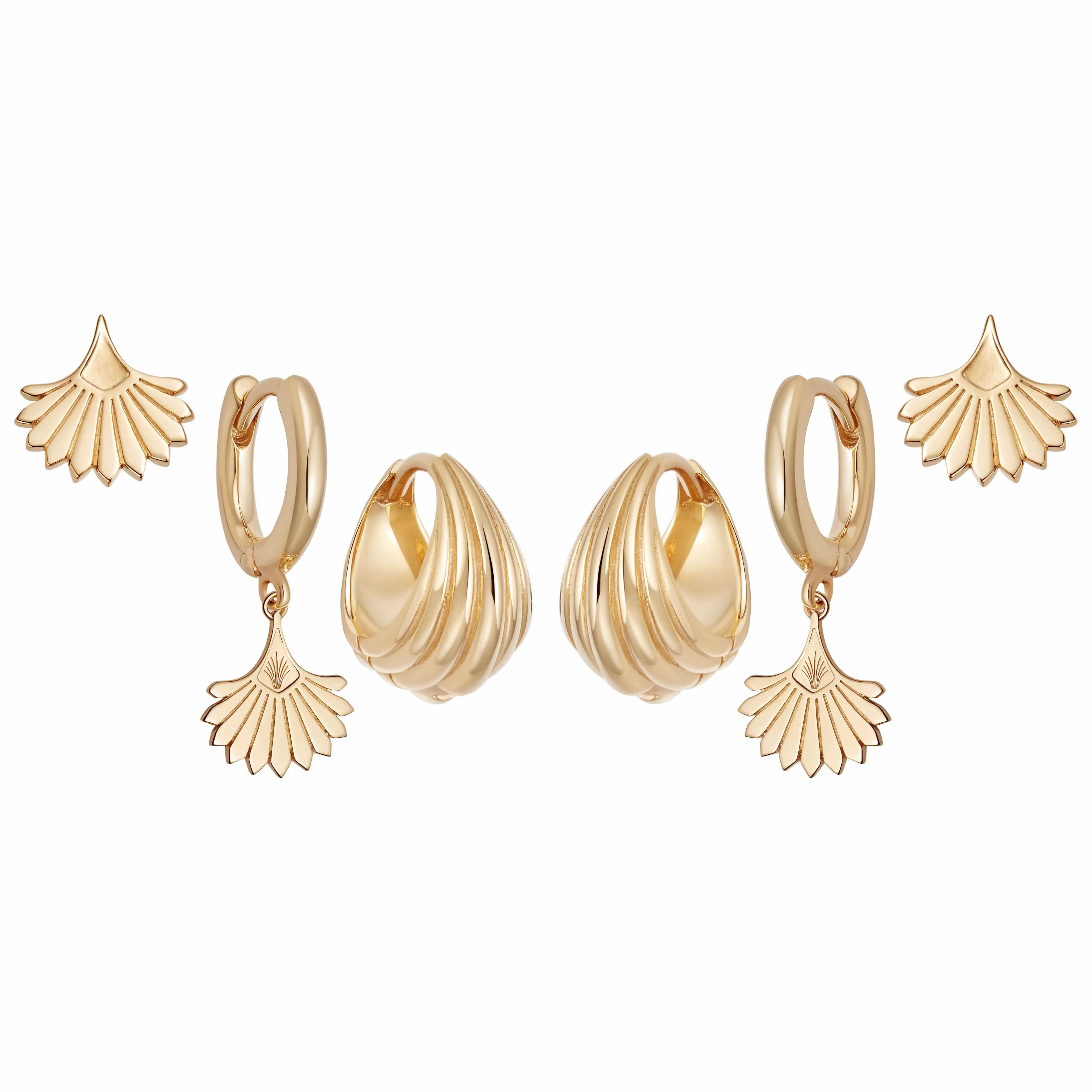 Palm Fan Earring Layering Set