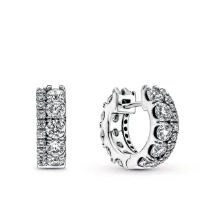 Pandora Double Band Pavé Hoop Earrings