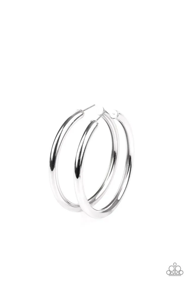 Paparazzi Earring ~ Curve Ball - Silver