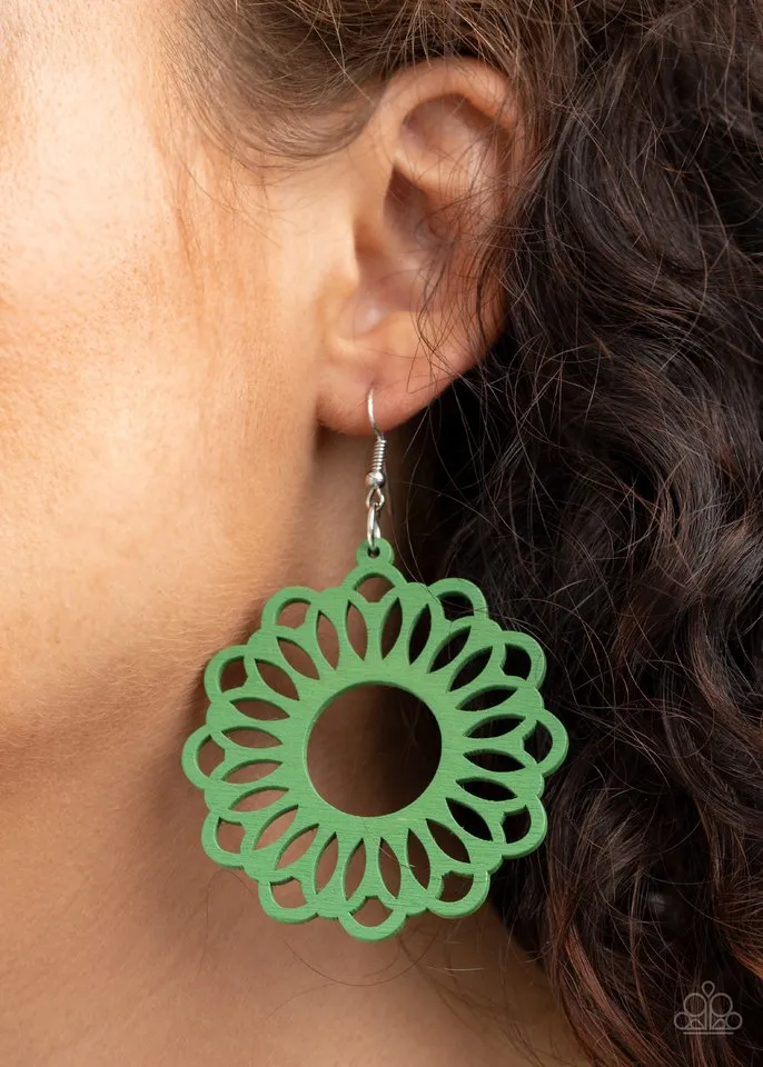 Paparazzi Earring ~ Dominican Daisy - Green