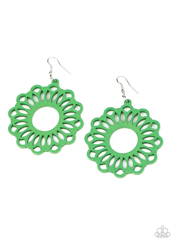 Paparazzi Earring ~ Dominican Daisy - Green