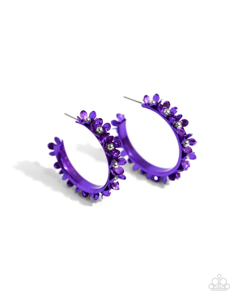 Paparazzi Earring ~ Fashionable Flower Crown - Purple