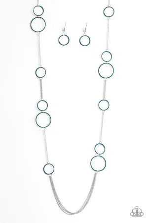 Paparazzi Necklace ~ Hoop and Hoppin - Blue