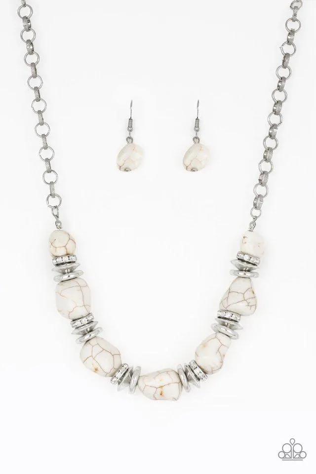 Paparazzi Necklace ~ Stunningly Stone Age - White