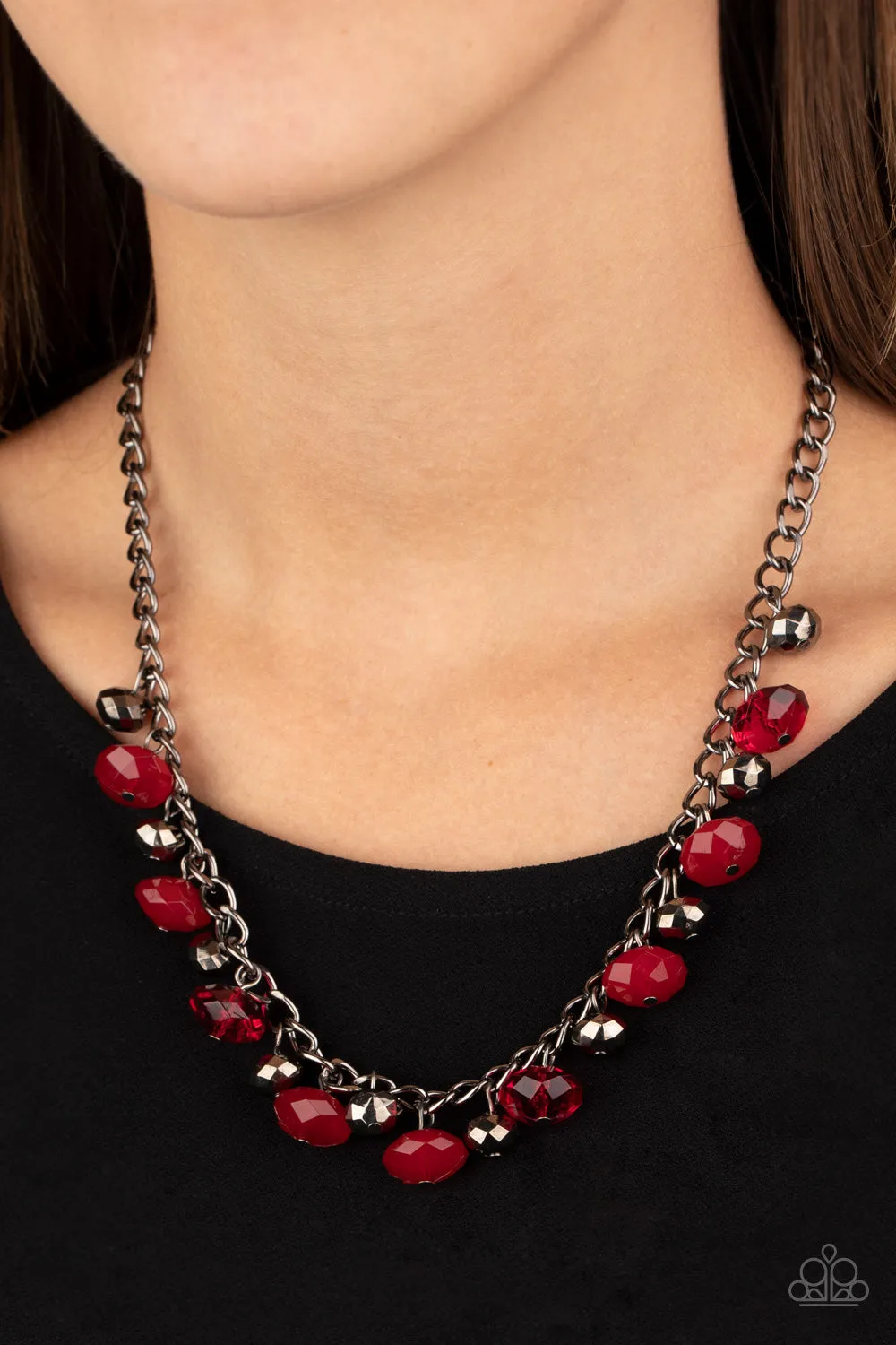 Paparazzi Runway Rebel Red Necklace Set