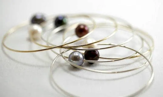 Pearl Bangles - Gold Filled: 8 Inch