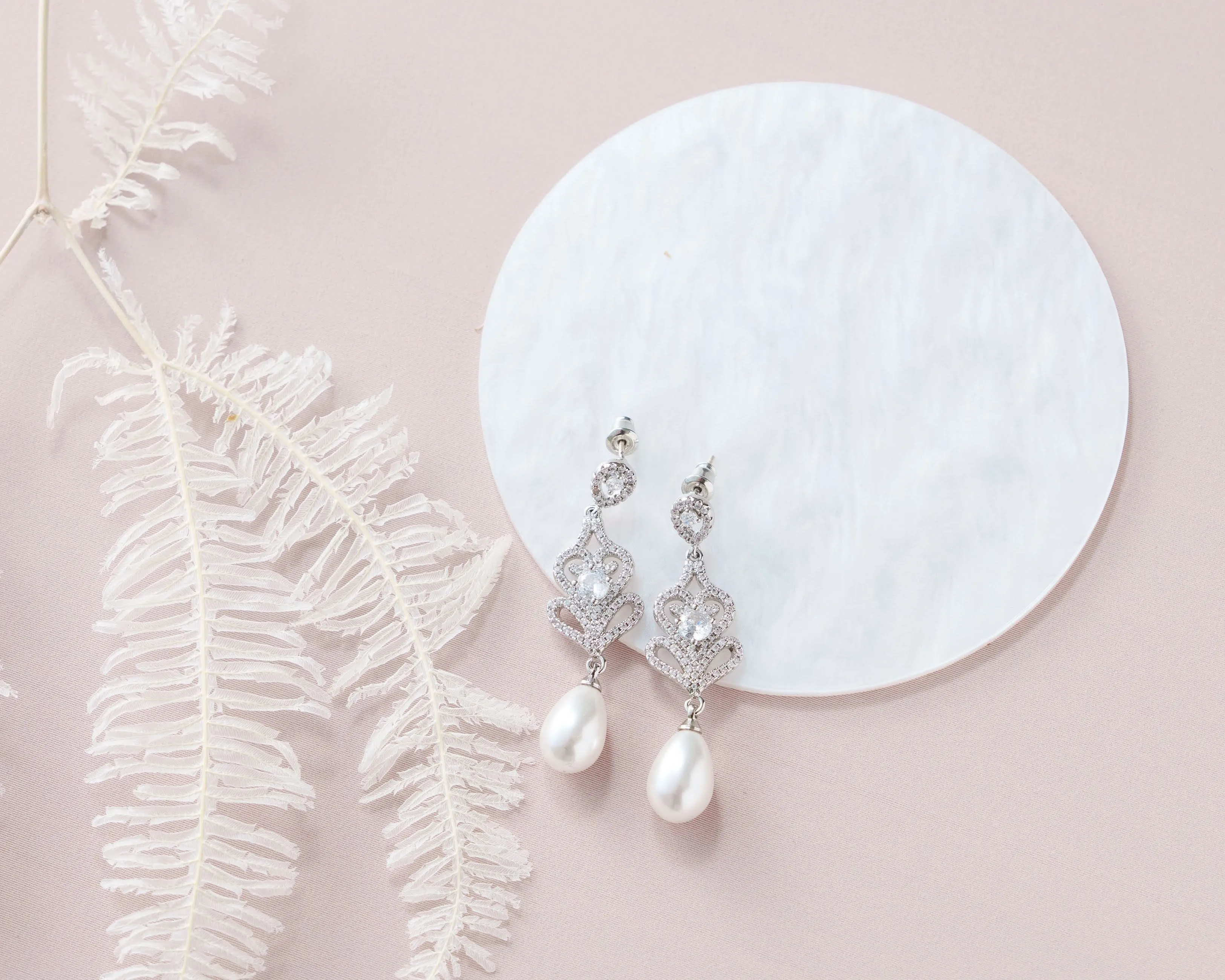 Pearl Drop Wedding Earrings