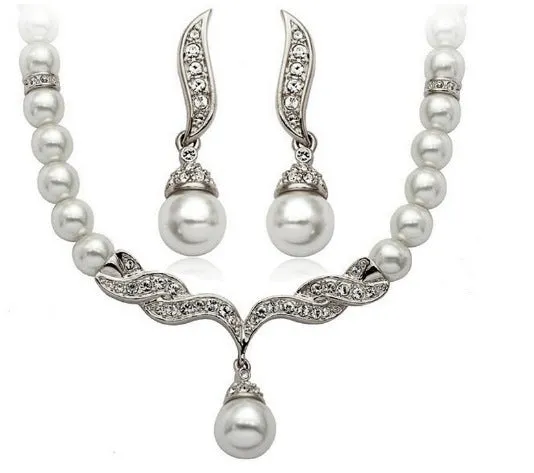 Pearl Necklace, Earrings, Bridal Jewelry Set