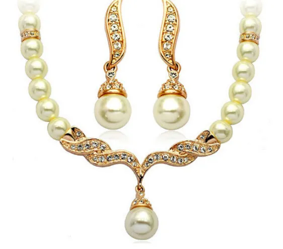 Pearl Necklace, Earrings, Bridal Jewelry Set