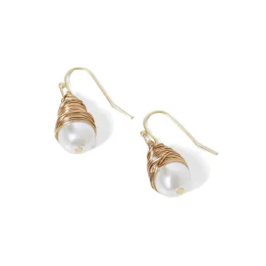 Pearl with Wire Wrapping Earrings