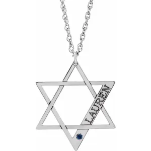 Personalized Birthstone Star of David Necklace