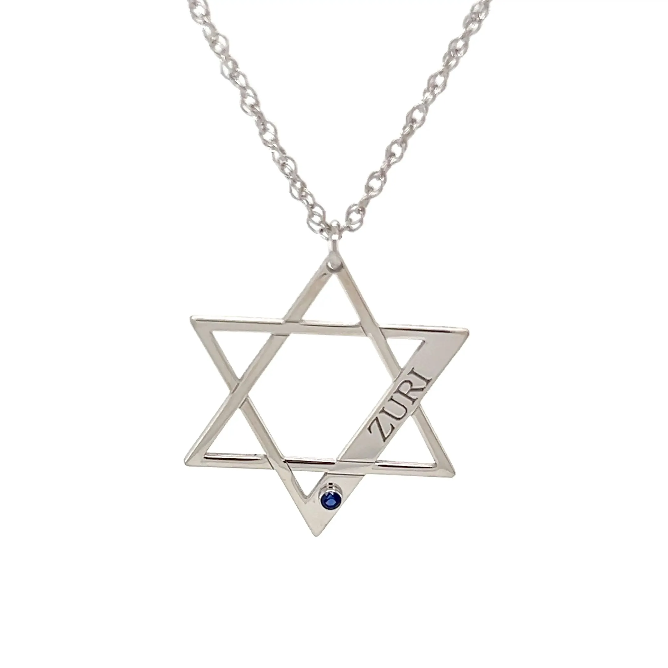 Personalized Birthstone Star of David Necklace