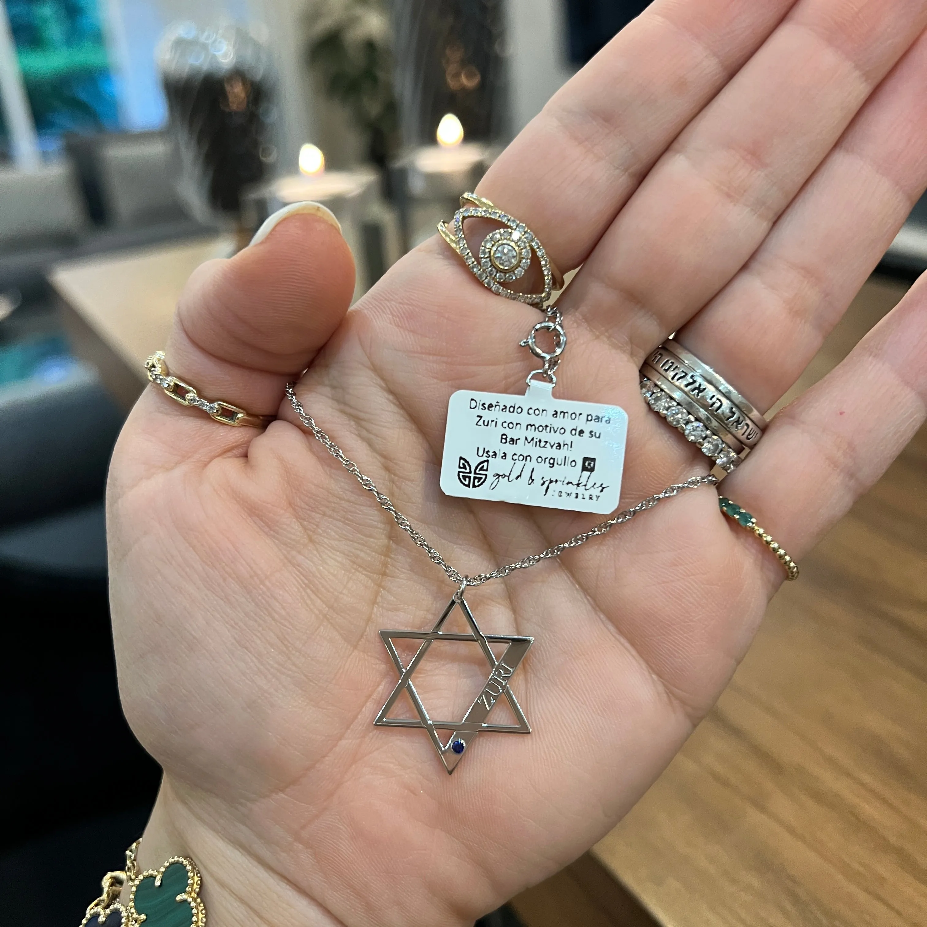 Personalized Birthstone Star of David Necklace