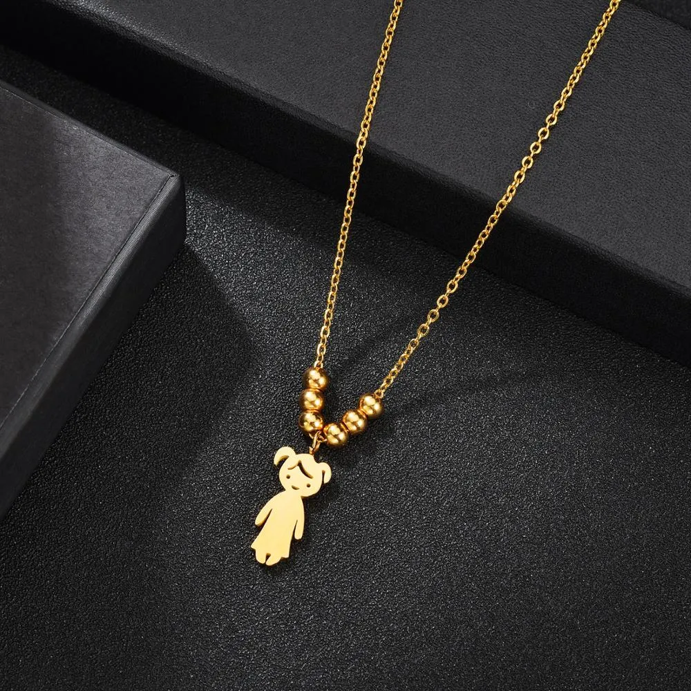 Personalized Boy Girl Kids Pendant Necklace Women Child Engraved Name Date Family Jewelry