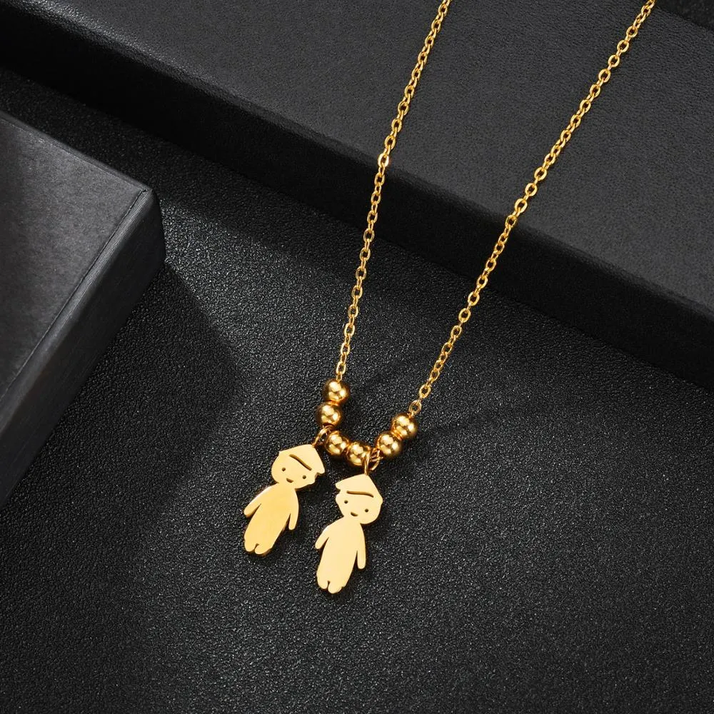 Personalized Boy Girl Kids Pendant Necklace Women Child Engraved Name Date Family Jewelry