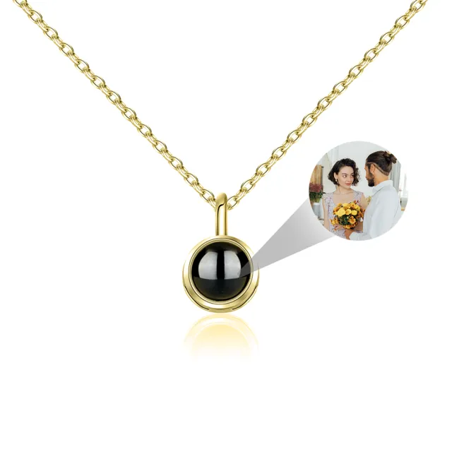 Personalized Color Photo Projection Necklace Basic Style Round Pendant Simple Custom Necklaces