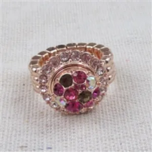 Pink Multi-crystal Fashion Rose Gold Ring Adjustable