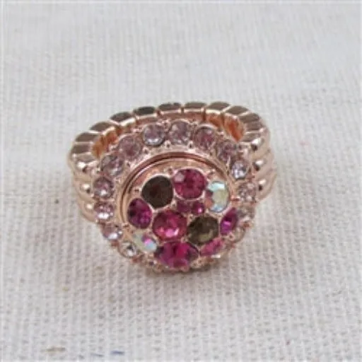 Pink Multi-crystal Fashion Rose Gold Ring Adjustable