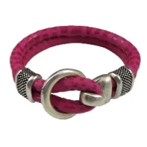 Pink Round European Leather Bracelet