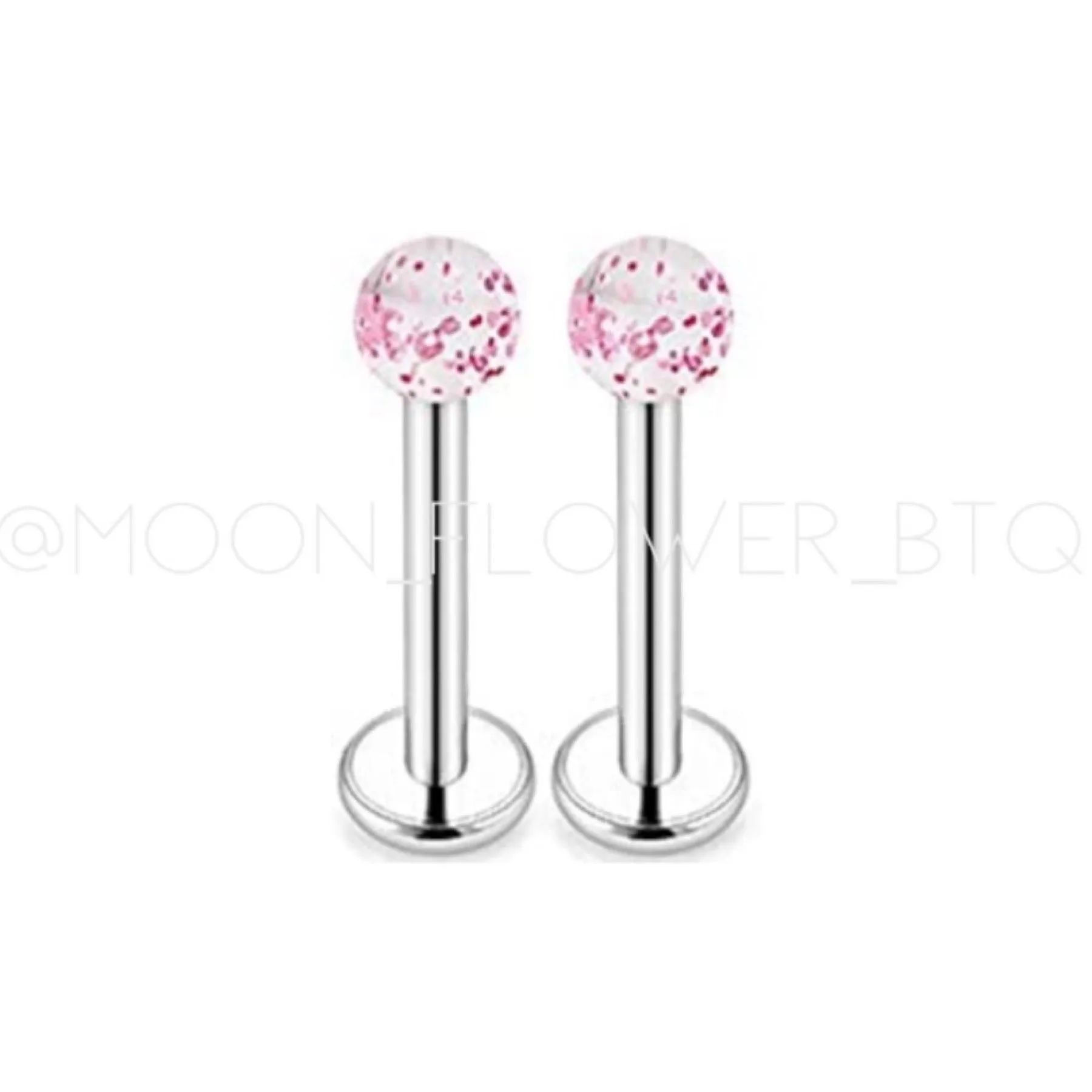 Pink Sparkle Flat Back Earrings