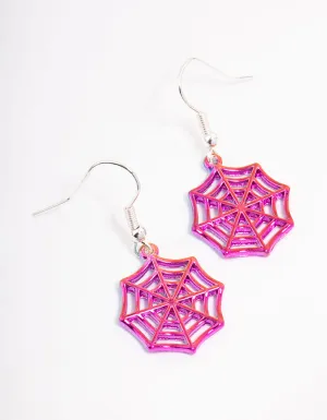 Pink Spiderweb Drop Earrings