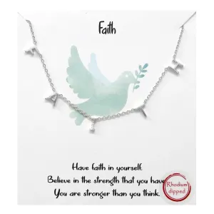 "Faith" Silver Brass Fringe Letter Necklace