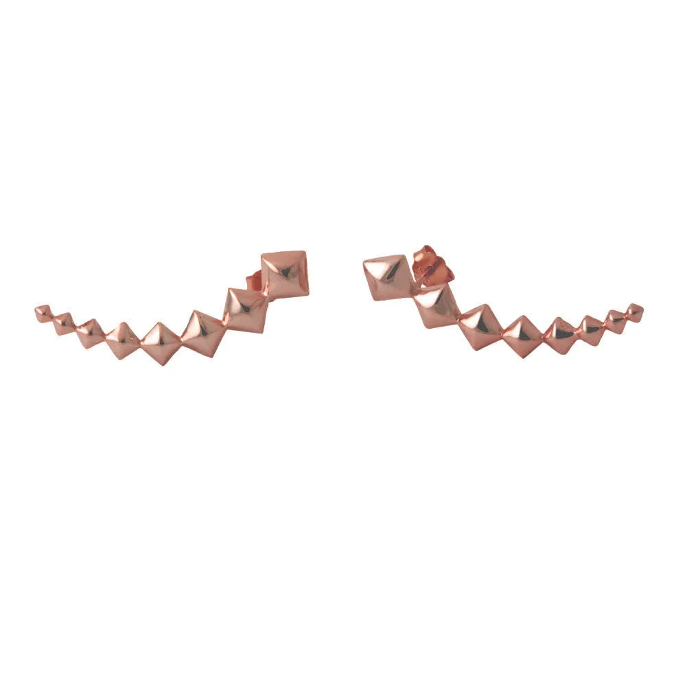 "Kite Studs" Rose Gold-Dipped Geometric Ear Pin Climber Studs