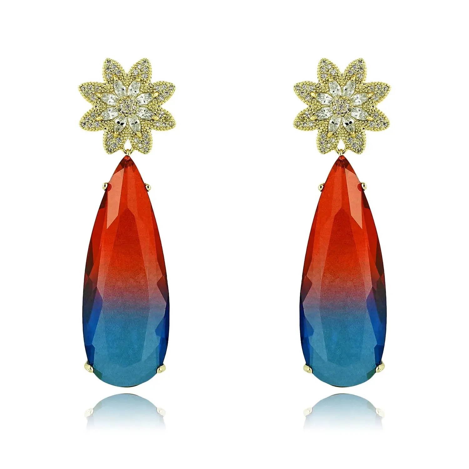 Red Mixed with Blue Dangle earrings from Top Designer