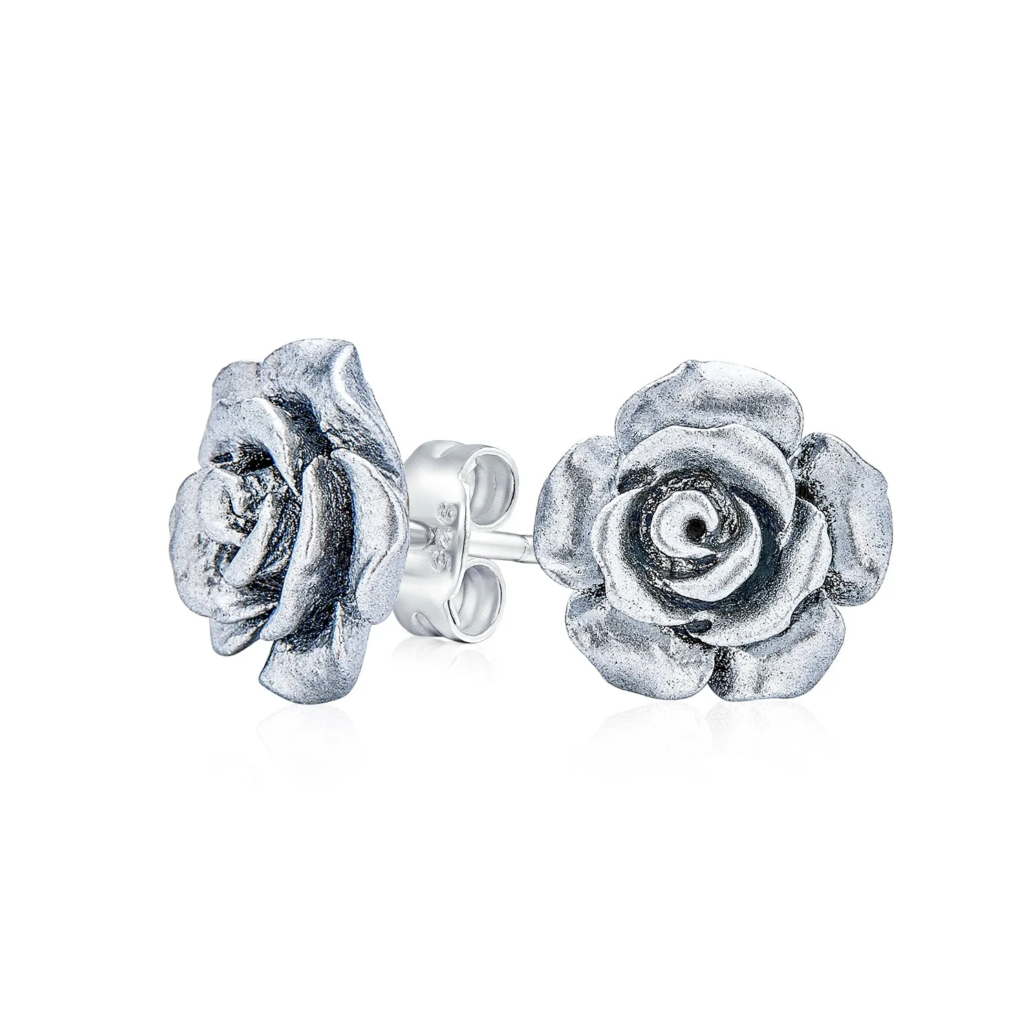 Romantic 3D Carved Rose Flower Post Stud Earrings in Various Colors, 10MM Lightweight