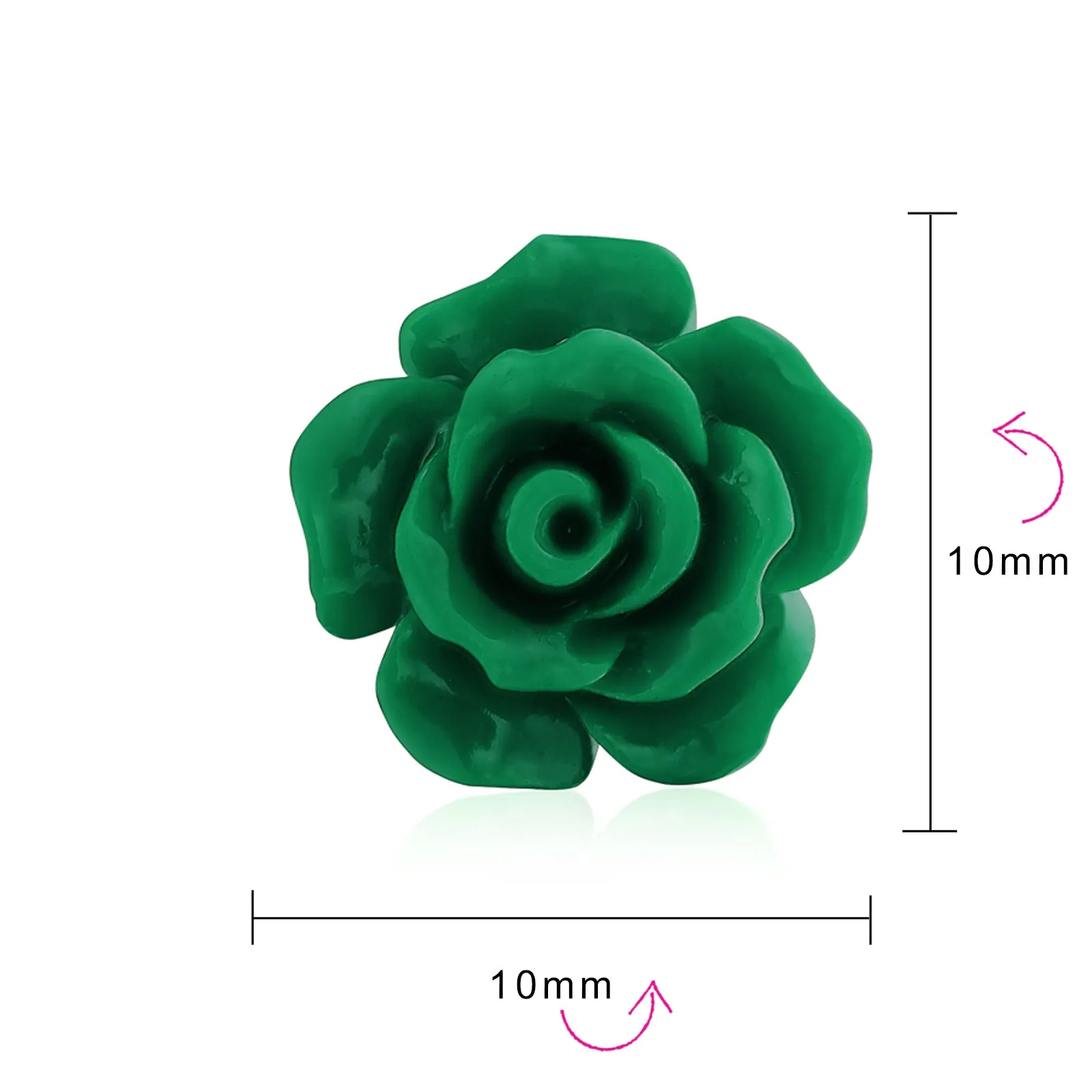 Romantic 3D Carved Rose Flower Post Stud Earrings in Various Colors, 10MM Lightweight